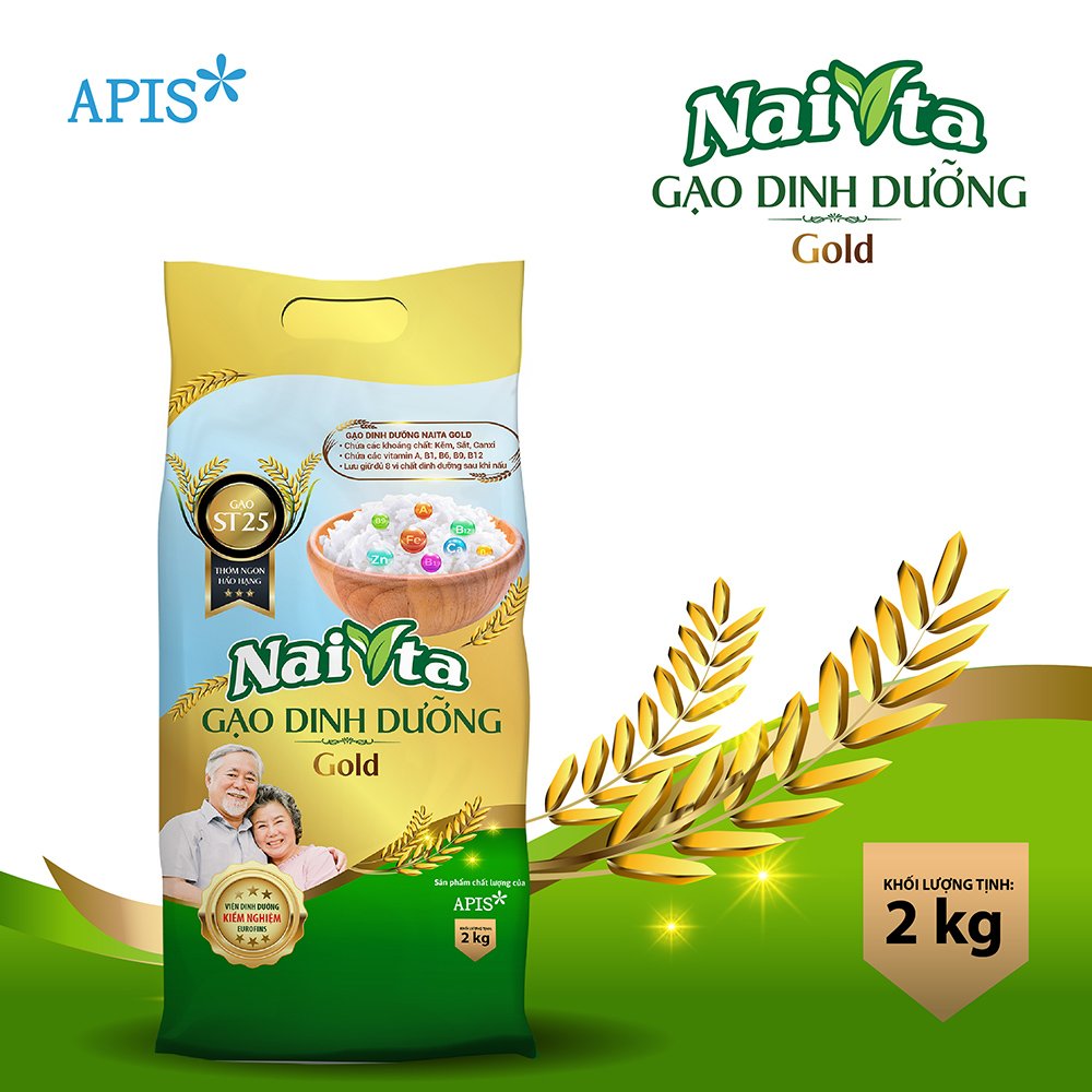 1 Túi Gạo Dinh Dưỡng Naita Gold 2kg - Cung Cấp Dưỡng Chất Hàng Ngày Cho Người Lớn Tuổi