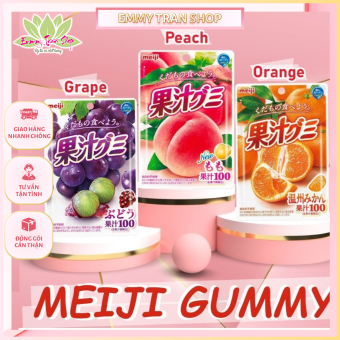 Kẹo Dẻo Meiji Gummy Bổ Sung Vitamint Và Collagen Gói 51g, Vị Nho/ Đào/ Cam , Nhập Khẩu Từ Nhật - Emmytran Shop