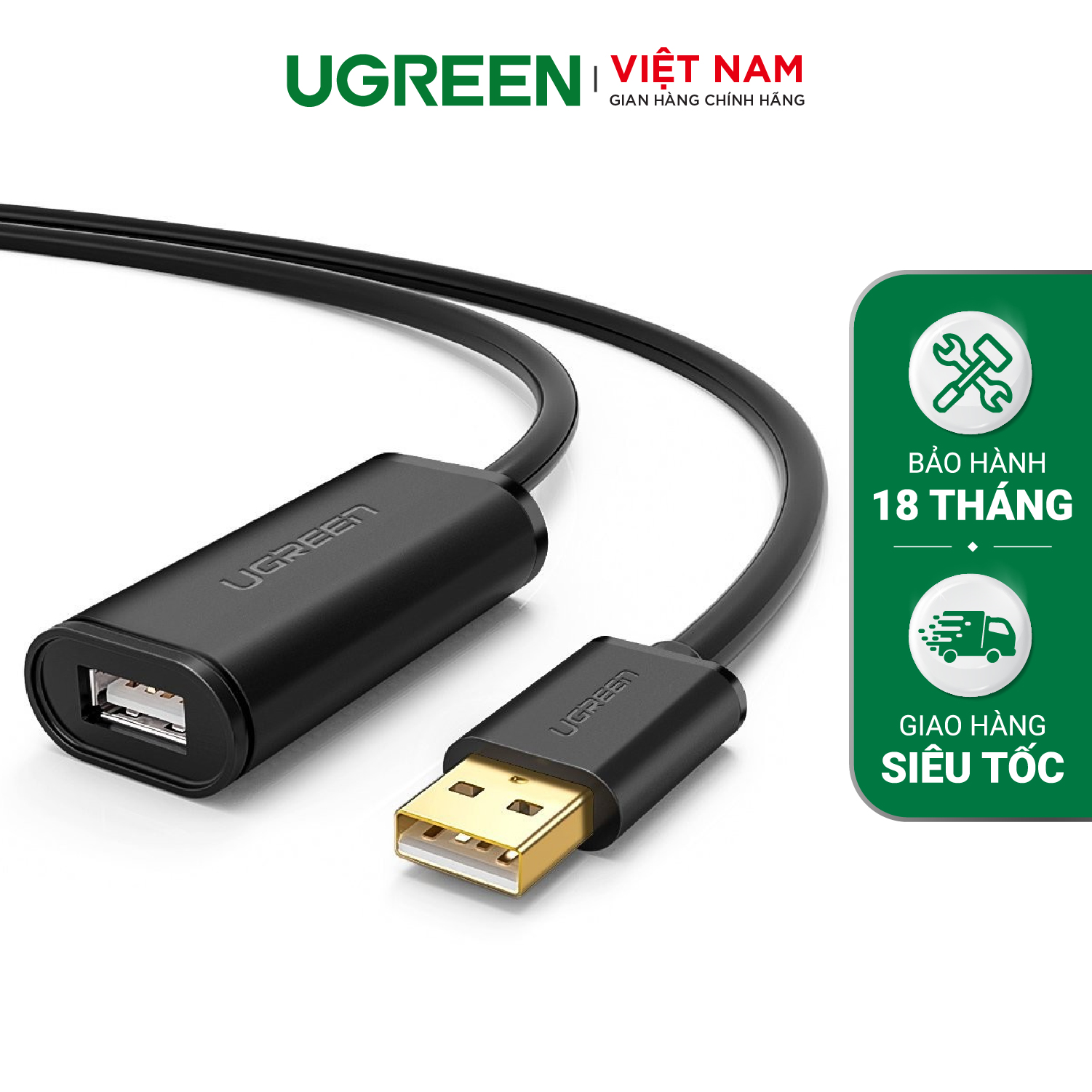 Dây usb 2.0 nối dài active ugreen us121 có chip dài 5-30m - hàng phân phối chính hãng - bảo hành 18 tháng 1 đổi 1