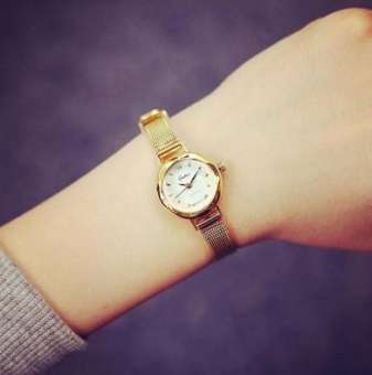 Đồng hồ nữ YUHAO mặt vát 3D dây thép lụa xinh xắn