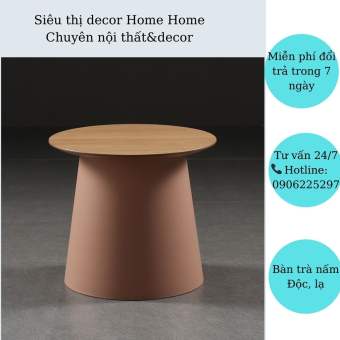 Bàn cafe nấm độc lạ- Bàn sofa cho phòng khách, quán cafe chân nhựa mặt gỗ phong cách Scanvanian BGN029