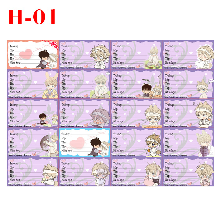 Nhãn vở No Love Zone ( 5 mẫu khác nhau) - 1 set 20 nhãn vở giá 14k