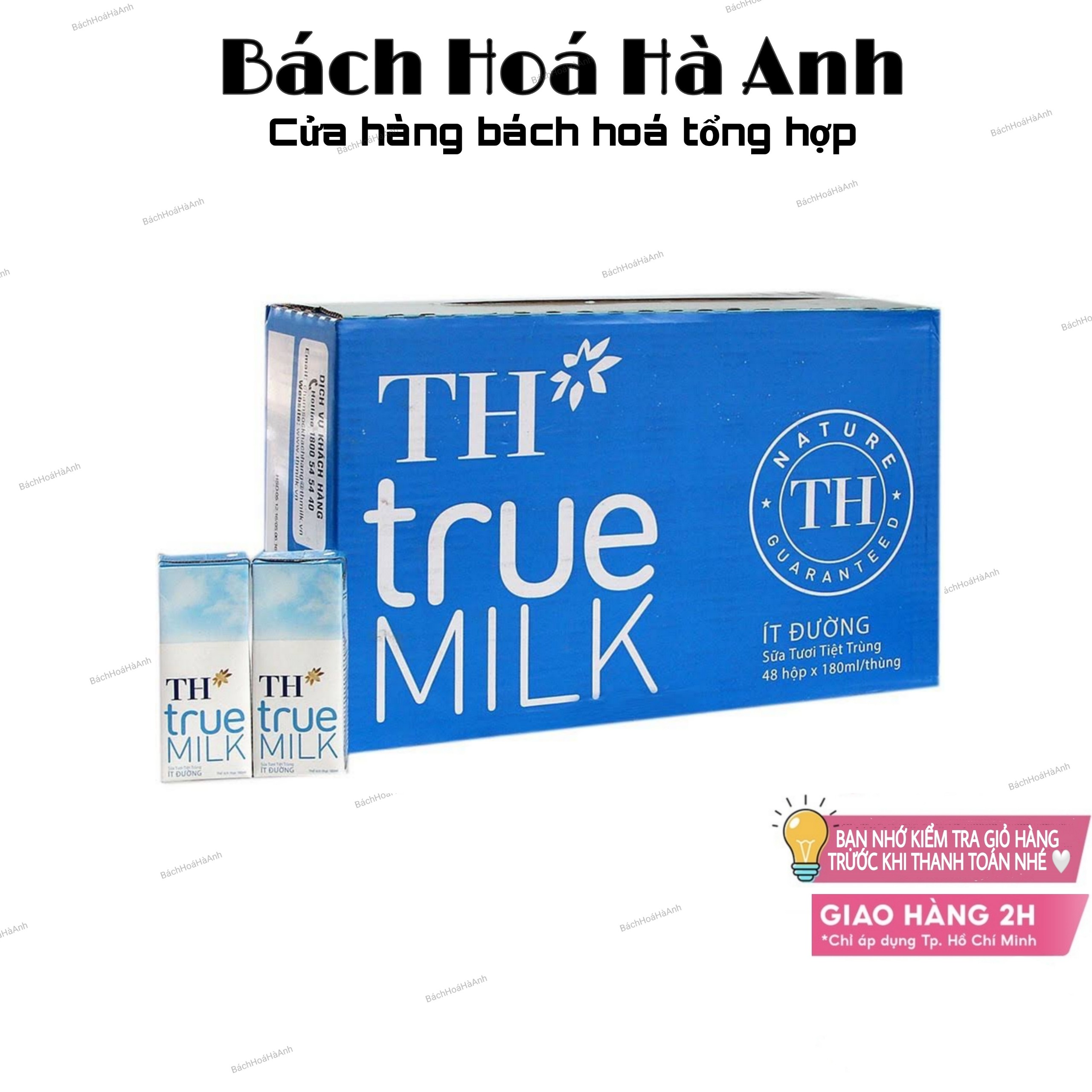 Thùng 48 hộp sữa tươi th true milk ít đường 180ml