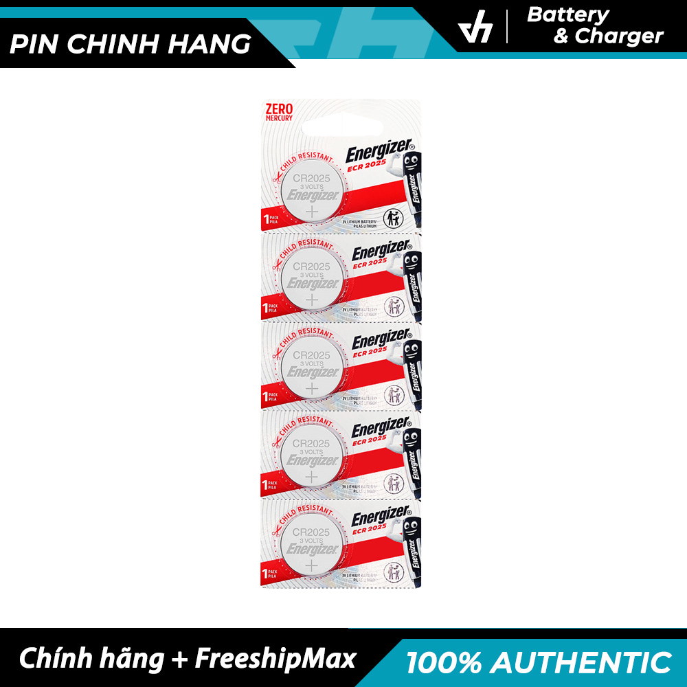 Vỉ 5 viên energizer e-cr2025 - pin remote xe máy, cmos, remote đèn, quạt, v.v...