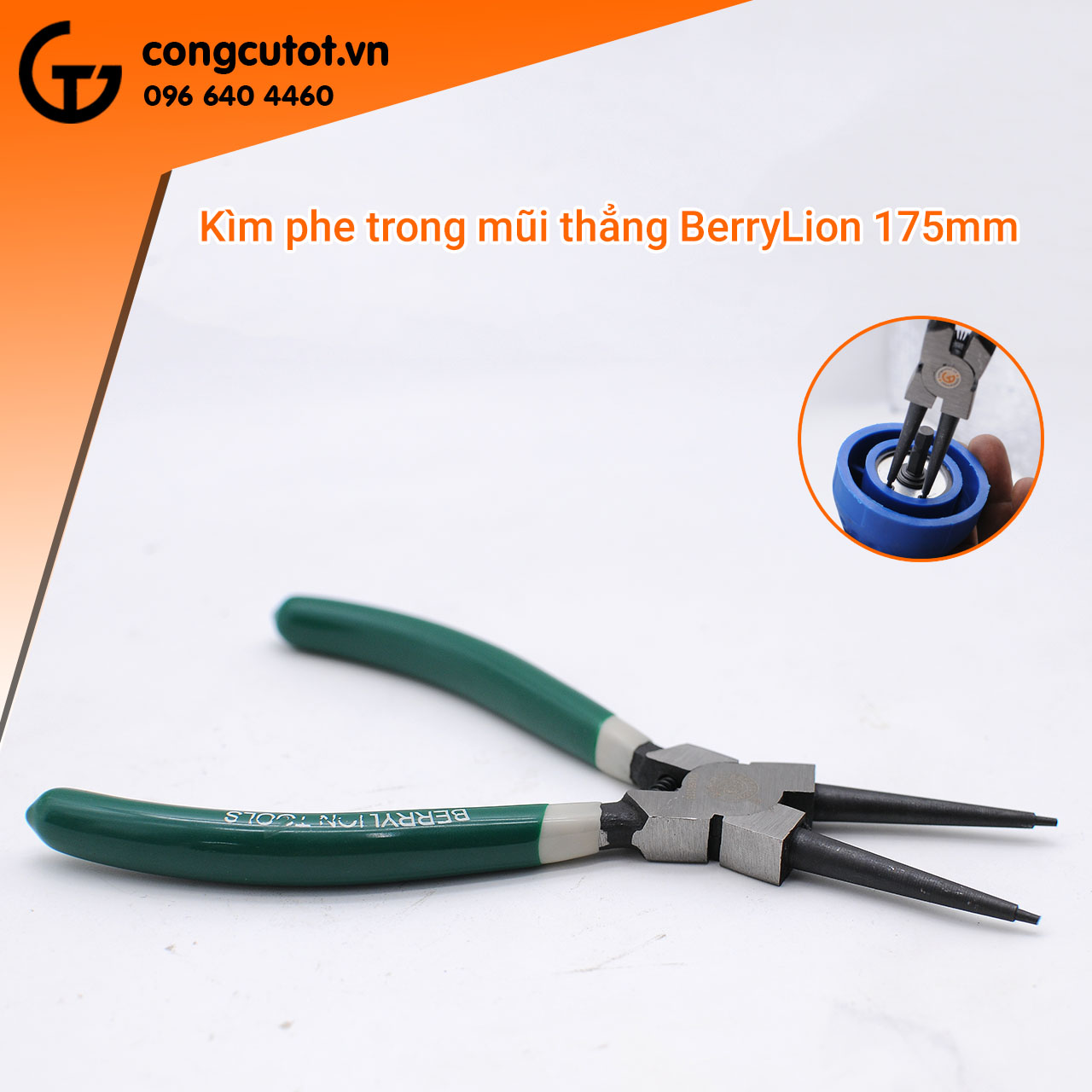 Kìm mở phanh, kìm phe trong mũi thẳng berrylion 150mm, 175mm