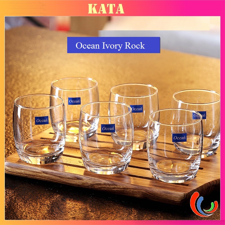 Bộ 06 cốc thủy tinh chịu nhiệt uống cafe cường lực chính hãng ocean ivory rock b13009 dung tích 265ml