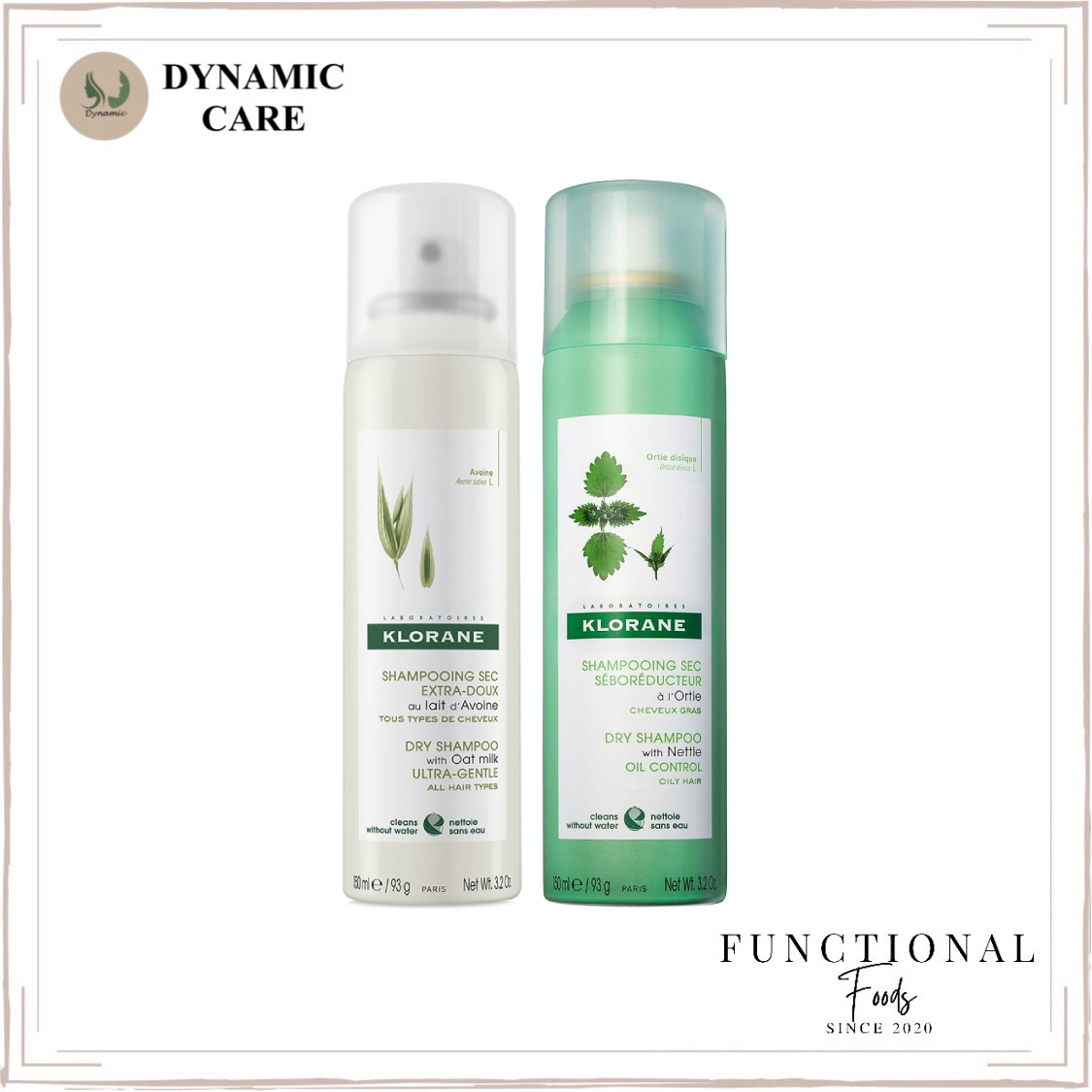 Dầu gội khô Klorane dry shampoo 150ml trắng dành cho mọi loại tóc/ xanh dành cho tóc dầu bết