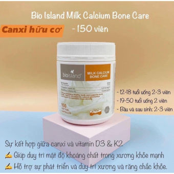 MILK CANXI BONE CARE BIOISLAND 150 Viên- CANXI SỮA DẠNG VIÊN
