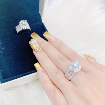 Nhẫn nữ đính đá mạ bạch kim RCLN