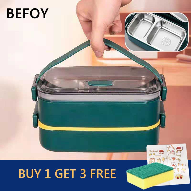 Gambar BEFOY Thermal Bento Lunch Box for Kids Microvable Food Container Stainless Steel with Spoon