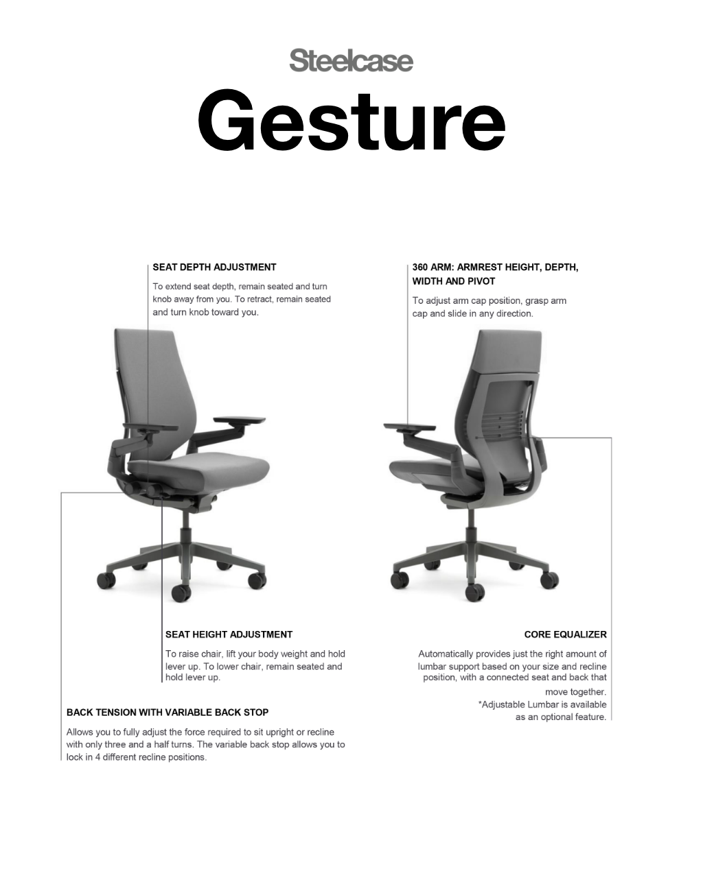 Ergonomic Chair Steelcase Leap Adjustment Guide Adjustable Lumbar