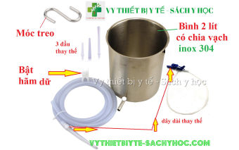 Bốc thụt thông minh 2 Lít inox 304( Bộ dụng cụ thải độc đại tràng )  Bộ dụng cụ thải độc đại tràng (Coffee Enema Bucket)