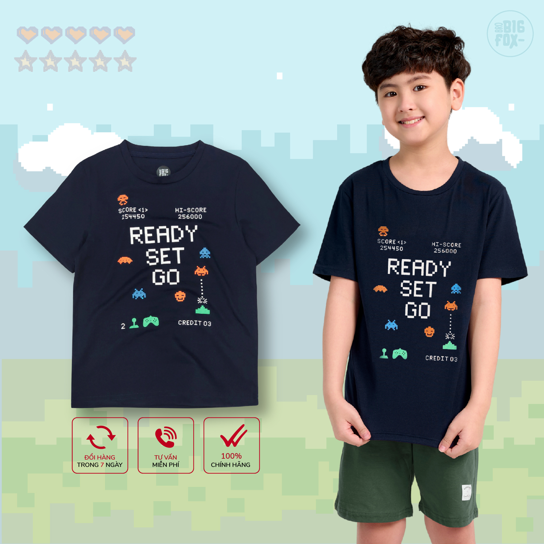 Áo bé trai bigfox - miss meow size đại, áo thun cho bé chất cotton phong cách âu mỹ in ready set go 12 - 40 kg qate