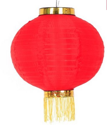 Đèn lồng vải tròn đỏ 30cm có tua