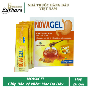 Novagel Novasol Curcumin - Hỗ Trợ Giảm Acid Dịch Vị & Bảo Vệ Niêm Mạc Dạ Dày - Hộp 20 Gói - Luxcare
