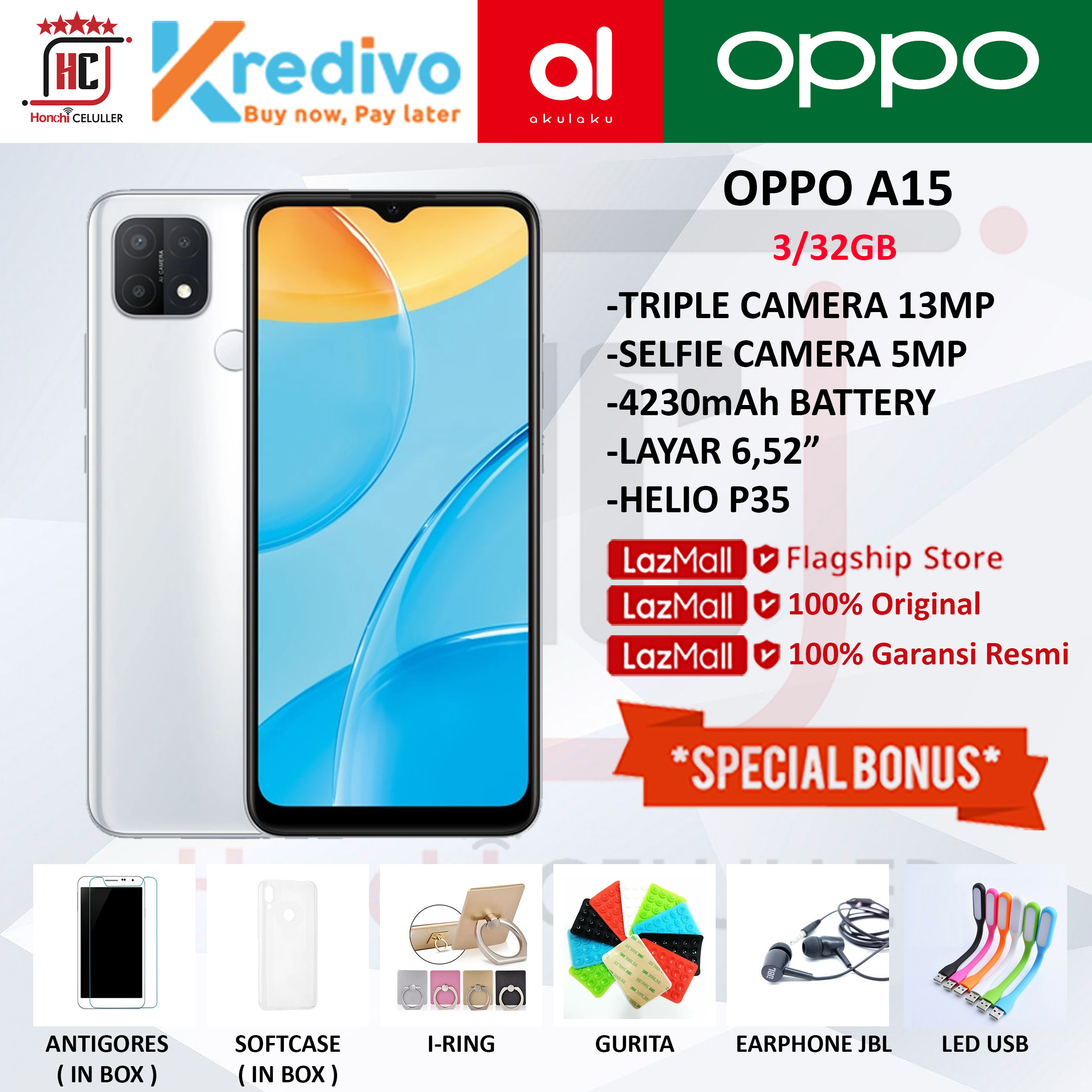 OPPO A15 RAM 3GB ROM 32GB 3/32GB GARANSI RESMI OPPO INDONESIA Giá 1,699,000 Đồng*Miễn phí vận chuyển