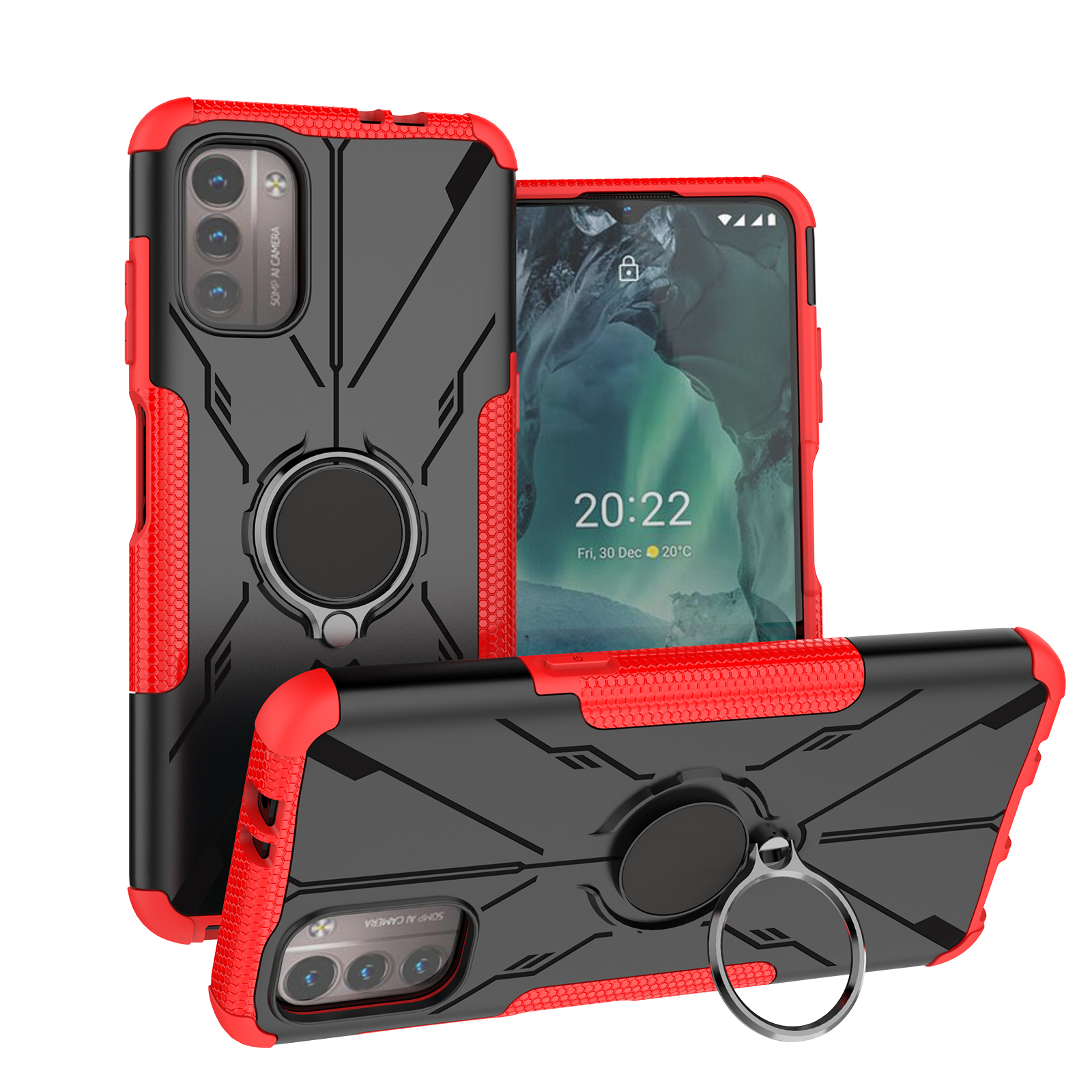 Vỏ điện thoại cho Nokia G11 G21, sắt với Vòng nhẫn Vỏ giáp nhựa TPU mềm cứng PC thiết kế chống sốc