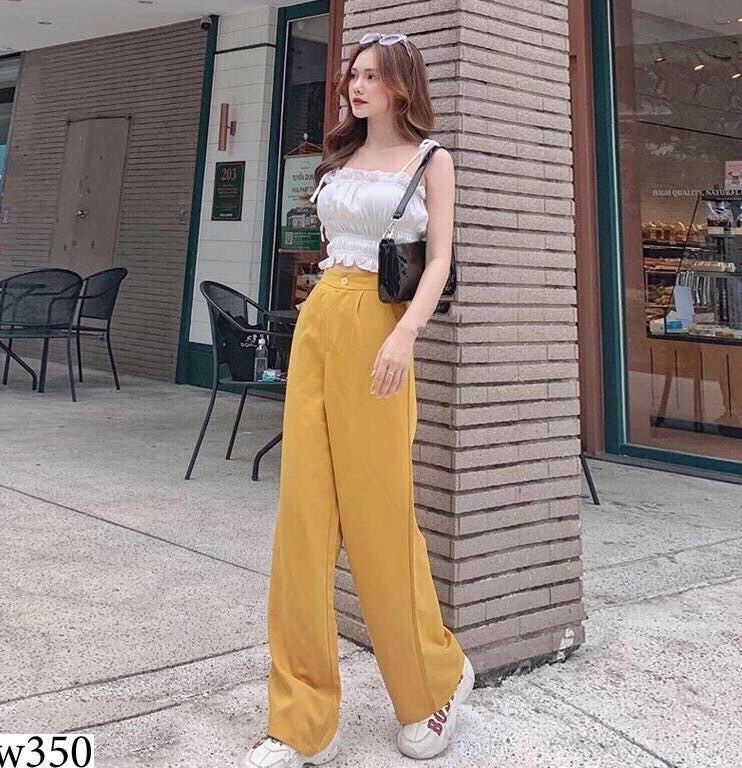 [Hàng Hot] Sét Đồ Bộ Nữ Áo 2 Dây Nhún Bèo & Quần Ống Rộng Thời Trang Kiểu Cách Đi Chơi, Đi Dự Tiệc D.ONE FASHION, Mẫu Free Size (40-55Kg) Mặc Vừa