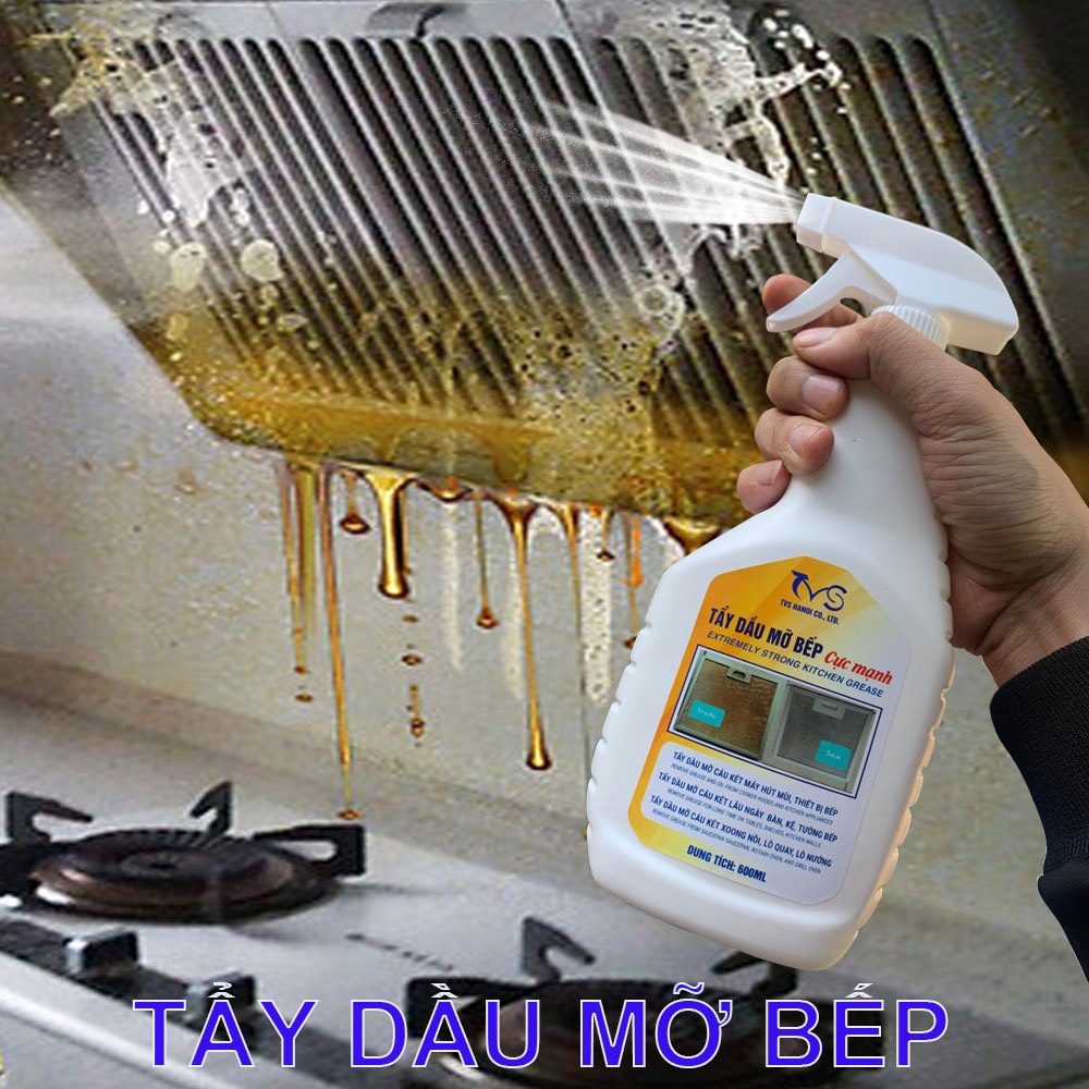 Bình xịt tẩy dầu mỡ bếp TVS-600ML, tẩy dầu mỡ cáu két lâu ngày, tẩy dầu mỡ hút mùi, bếp ga xoong nồi, lò nướng loại mạnh