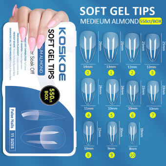 Ur Đường 550Pcs móng giả gel mềm Bộ đui móng tay giả Mở Rộng Đầy Đủ Bảo Hiểm Hạnh Nhân Hình Bầu Dục Vuông Quan Tài Trong Suốt