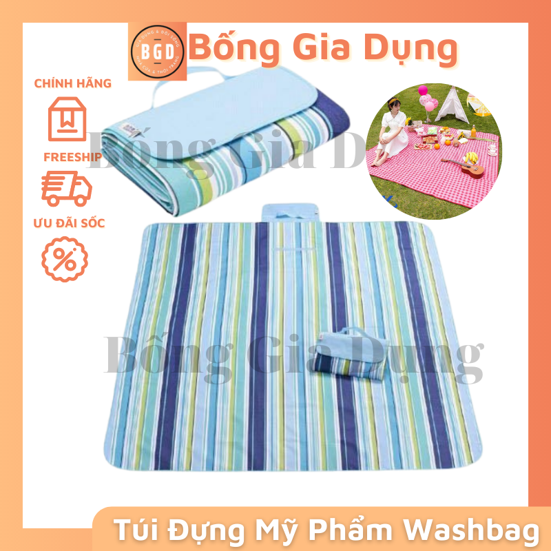 Thảm picnic gấp gọn, thảm dã ngoại, thảm du lịch cao cấp - chống thấm nước, họa tiết caro, gấp gọn tiện lợi