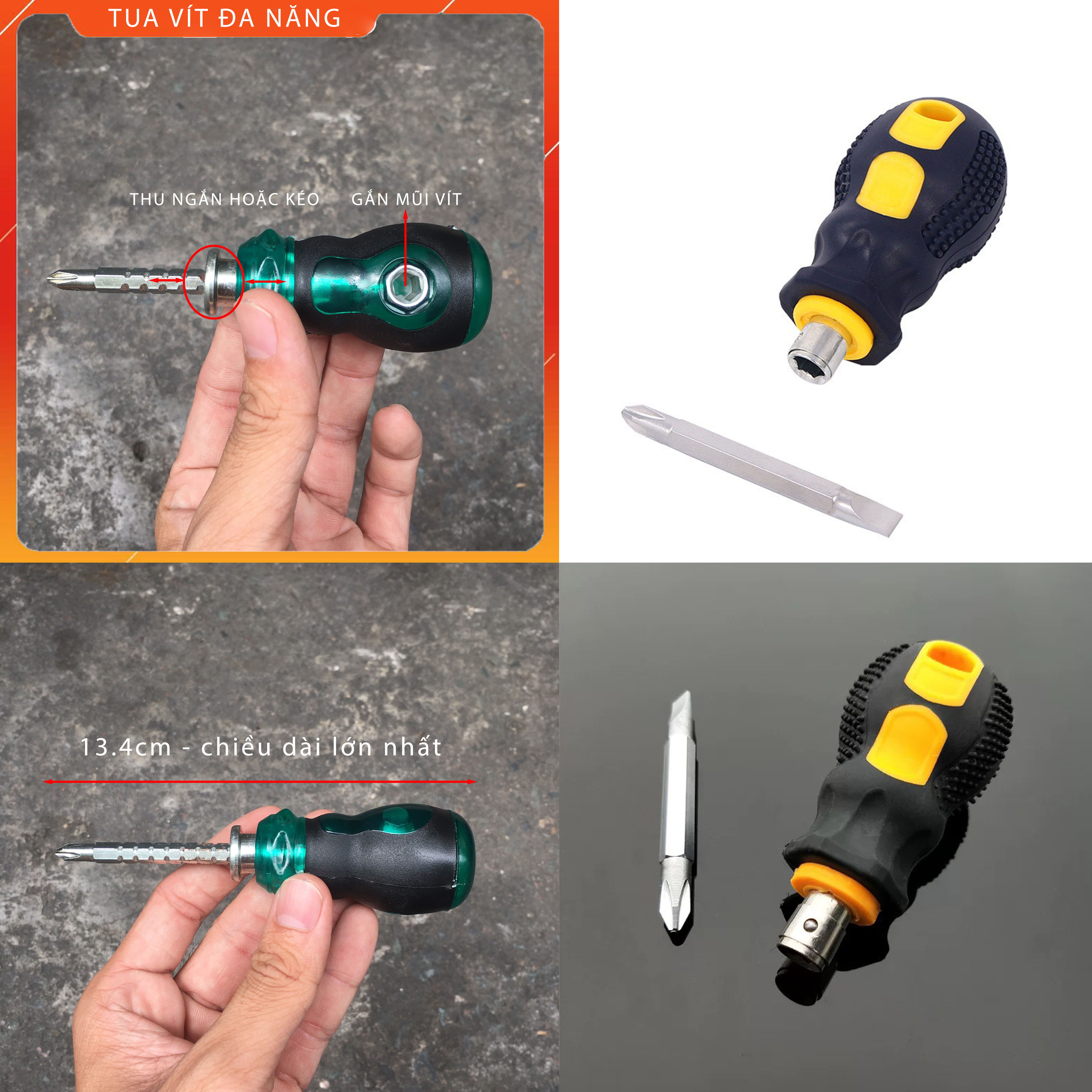 Tua Vít Nhỏ Tuốc Nơ Vít 2 Đầu, Tô Vít 4 Cạnh Mini Đa Năng