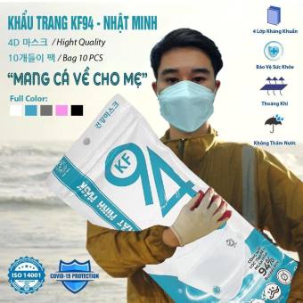 "Mang Cá Về Cho Mẹin [Sỉ 1 Thùng 300 Cái/ Bịch 200 Cái] Khẩu trang y tế 4D Mask KF94 Màu Trắng kiểu Hàn Quốc  4 lớp kháng khuẩn, kháng bụi mịn lên đến 95%, đạt tiêu chuẩn ISO khẩu trang y tế, khẩu trang 3d mask,