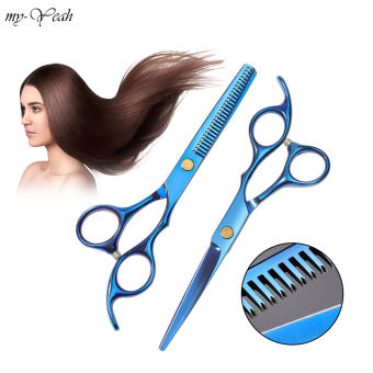 Myyeah chuyên nghiệp Kéo Cắt Tóc mạ điện màu xanh cắt mỏng kéo kéo cắt tóc salon tóc dụng cụ tạo kiểu