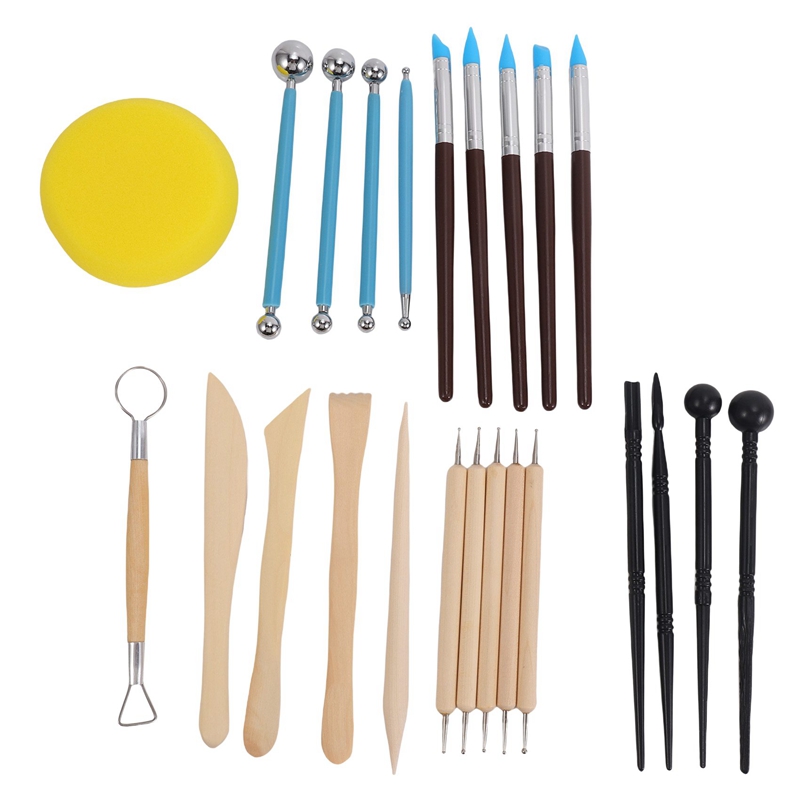 Clay Sculpting Tools Wooden Handle Pottery Carving Tool Set