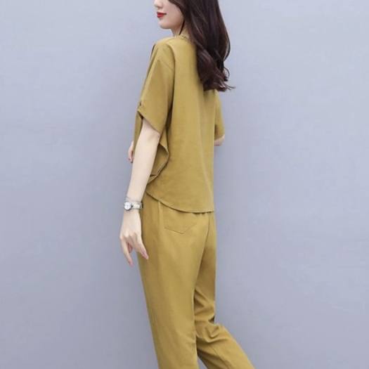 Bộ lửng vải đũi mềm mặc nhà, thời trang phong cách hàn quốc