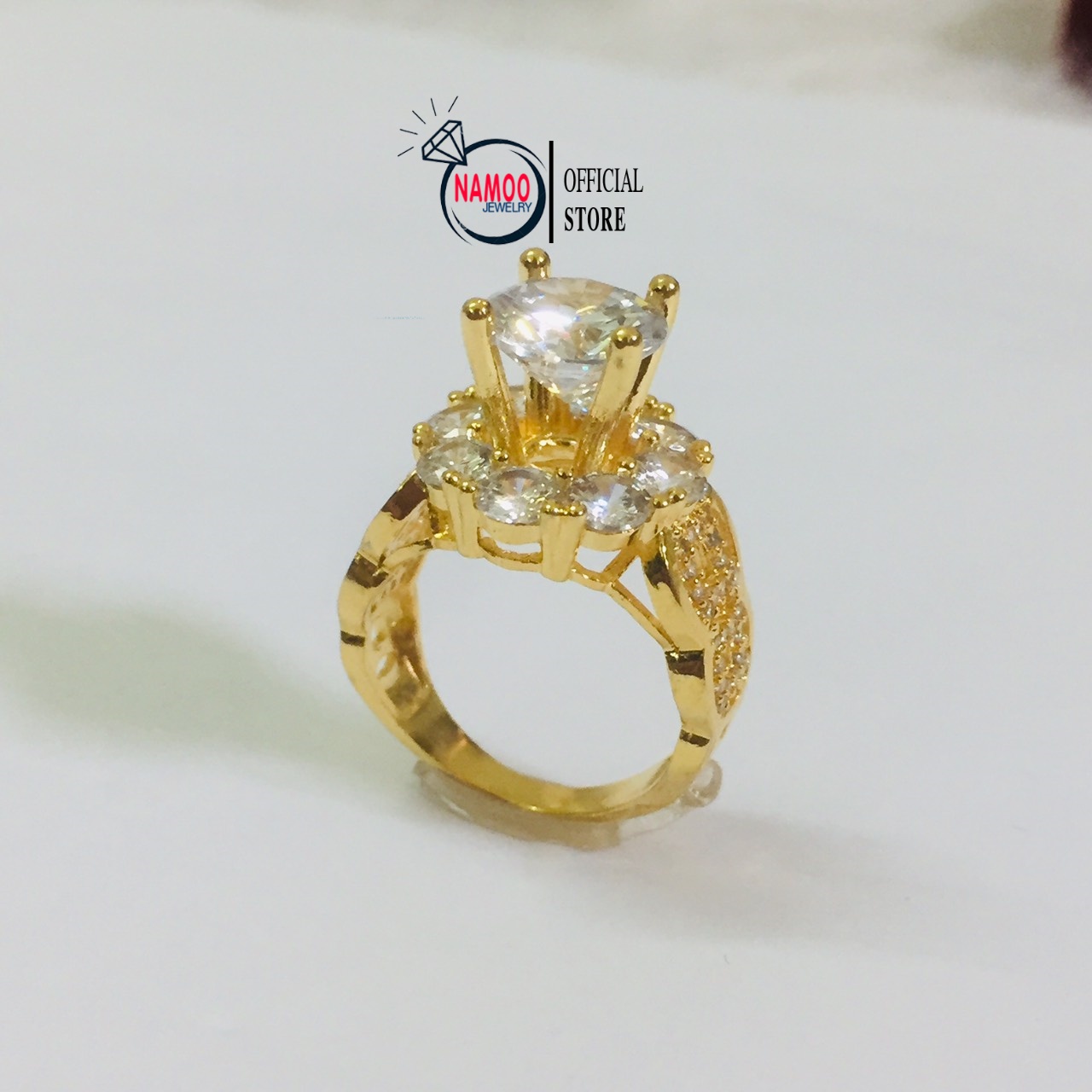 Nhẫn nữ mạ vàng đính đá n690 bản lớn, nhẫn đá lớn namoo jewelry