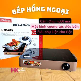 Bếp hồng ngoại Hasuka HSK-6588 bếp điện hồng ngoại mâm đồng 2 vòng nhiệt đi kèm phụ kiện 6 món