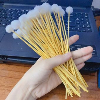 Combo 10 Cây lông gà,vịt cây bông ráy tai- bông ngoáy tai , cây bông bằng tre cao cấp, Cây bông se tai MPHV