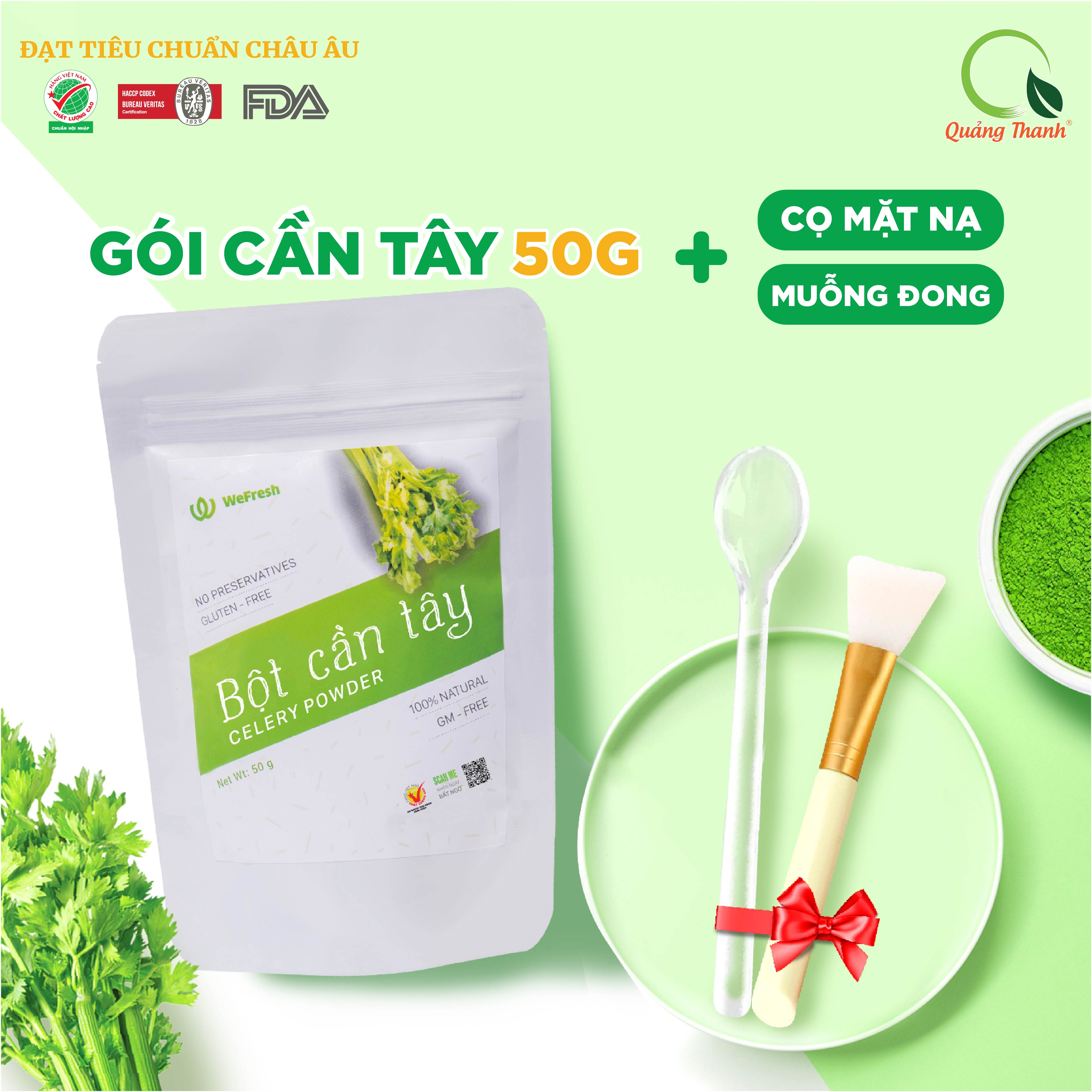 Bột cần tây sấy lạnh nguyên chất - hỗ trợ giảm cân, giảm mỡ bụng, giảm mụn, giảm gút - gói 50gr