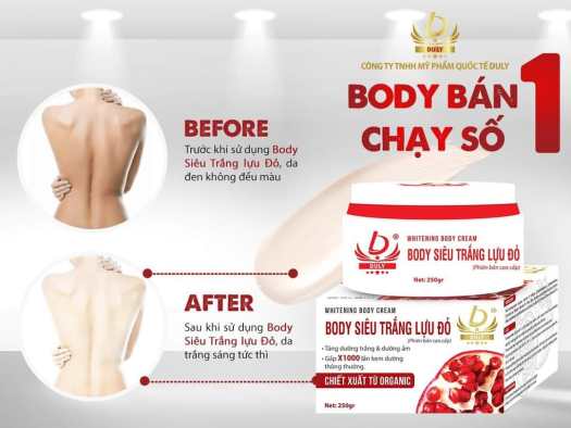 Kem Body Siêu Trắng Lựu Đỏ DULY 250g Phiên Bản Cao Cấp Siêu Trắng Mịn Da
