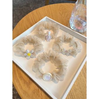 Dây buộc tóc, cột tóc scrunchies đính đá NHIỀU MẪU màu trơn Hàn Quốc