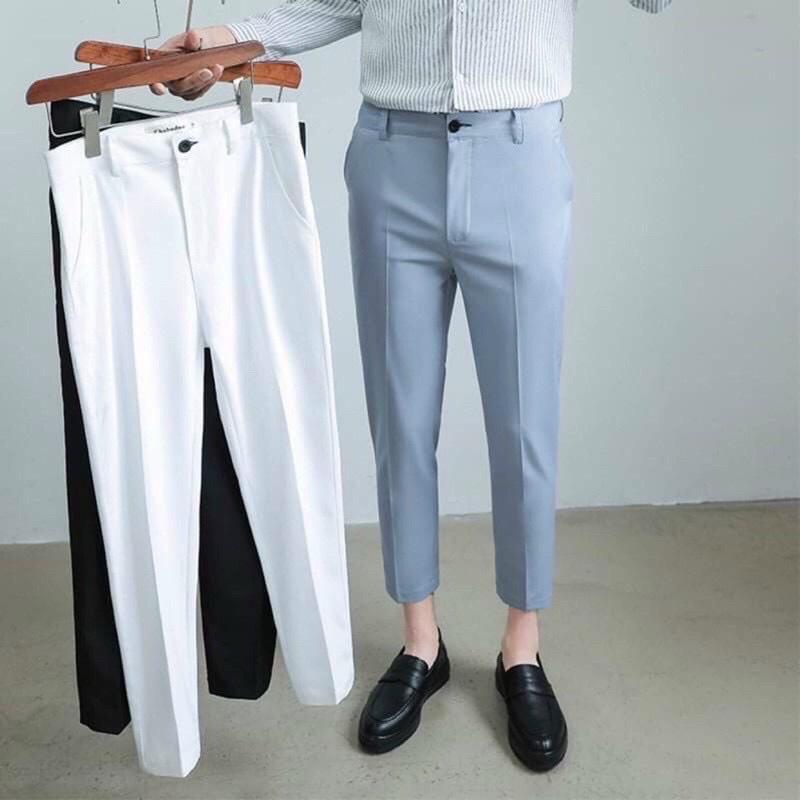 [VNXK] Quần âu nam Hàn Quốc quần tây nam đen dáng ôm vải co giãn không nhăn