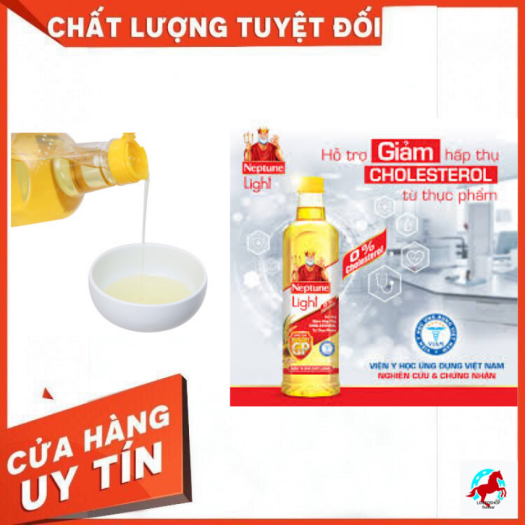Dầu ăn Neptune Light 1L- LOILEOSHOP BC38- Dầu ăn kết hợp từ ba loại dầu tự nhiên: dầu gạo lứt, dầu đậu nành và dầu hướng dương với ưu điểm không mùi giúp giữ nguyên hương vị tự nhiên của món ăn