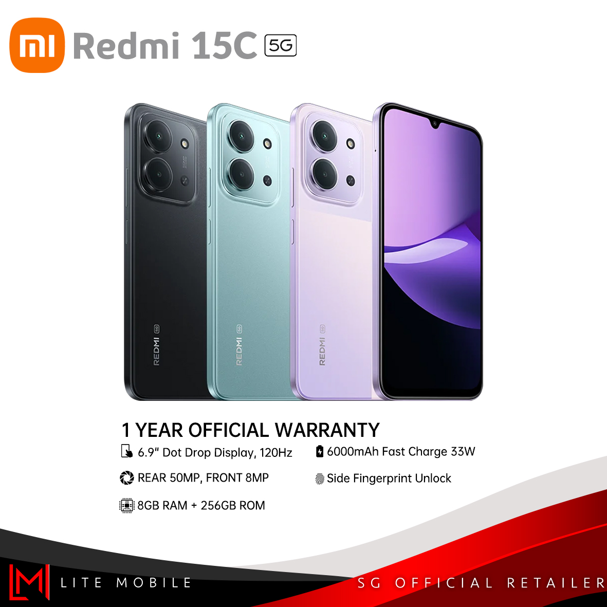 Redmi 15C 4G Smartphone 8Gb Ram 256Gb Rom 6000Mah Battery | Lazada