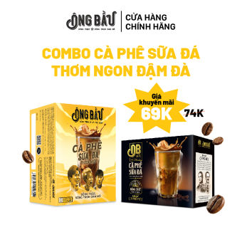 COMBO 1 Hộp Ông Bầu Cà Phê Sữa Đá + 1 Hộp Ông Bầu Cà Phê Sữa Đá Tươi Mới Hộp Vàng Hòa Tan