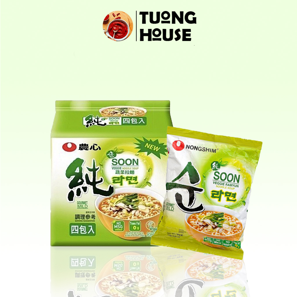 Mì chay soon veggie ramyun nongshim 112g hàn quốc - lốc 5 gói