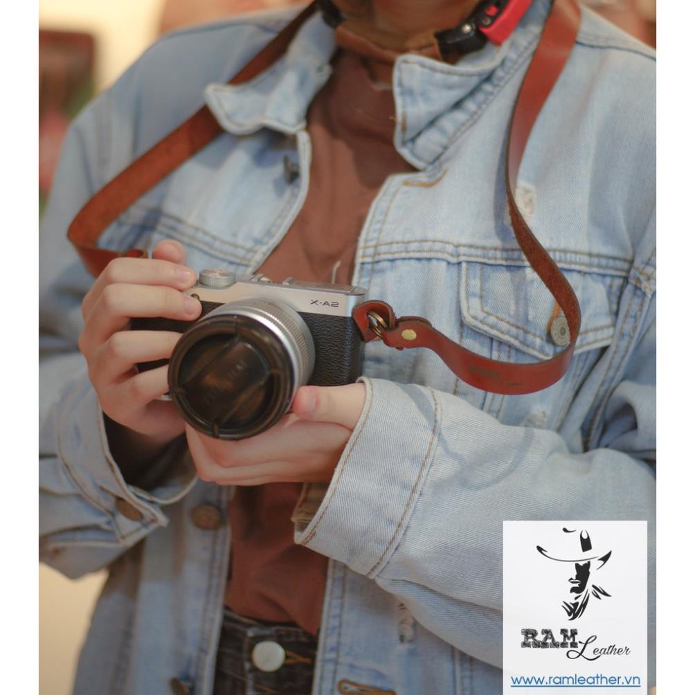 Dây đeo máy ảnh siêu bền canon / nikon / sony / fujifilm da bò thật rất đẹp cho fujifilm / sony / canon m / nikon chính hãng ram leather