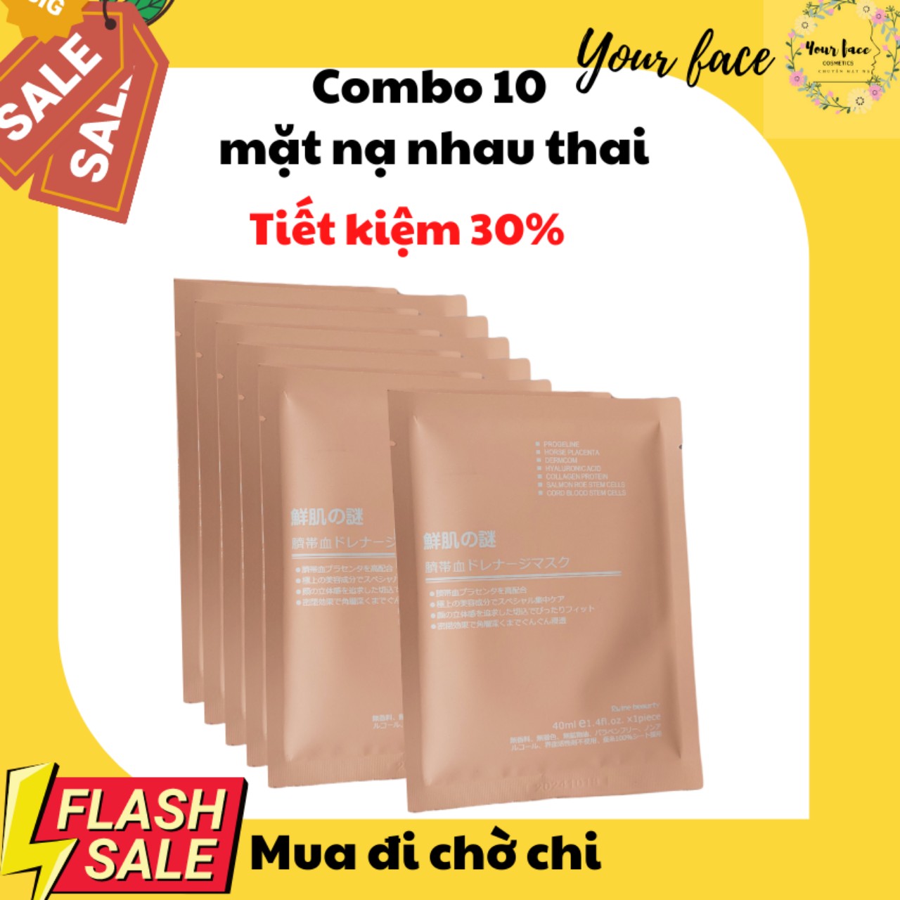 [FreeshipMAX] [HCM] 10 mặt nạ Nhau Thai Cừu trắng da Rwine Beauty Stem Cell Placenta Mask dung tích 40ml