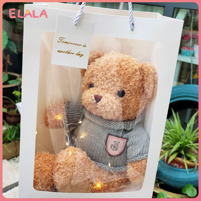 Elala gấu kawaii đồ chơi nhồi bông gấu hoạt hình gấu nhồi bông gấu trắng xám gấu panda quà tặng sinh nhật tình yêu