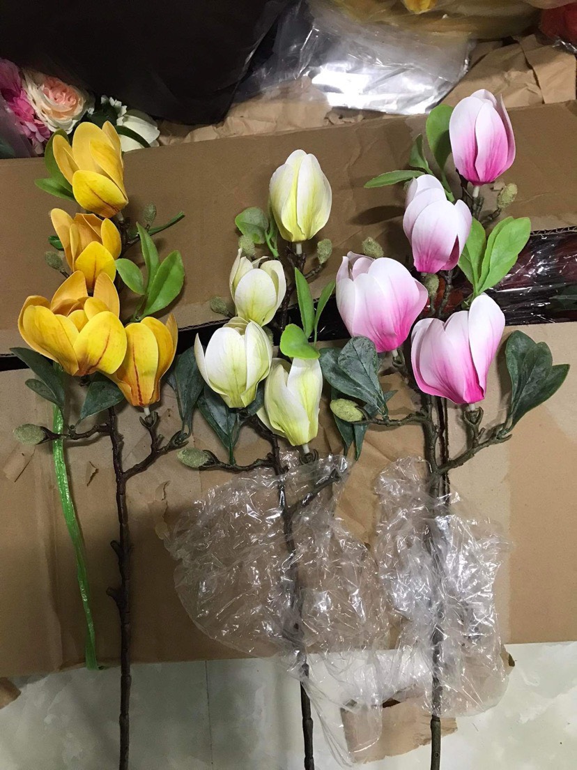 Hoa mộc lan giả 1 cành 4 hoa trang trí phòng khách, decor...