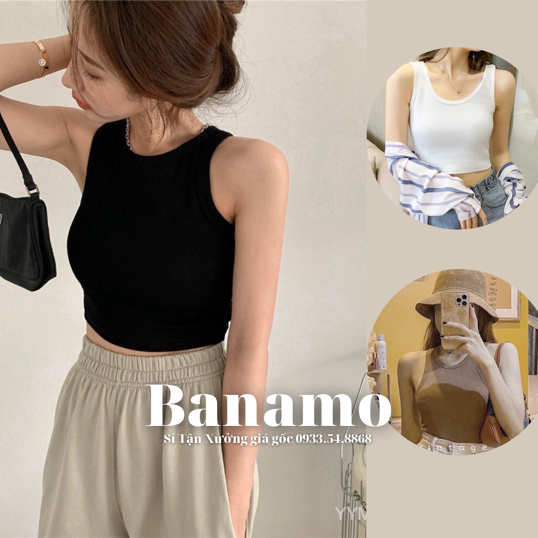 Áo nữ croptop 3 lỗ bozip co giãn 4 chiều phong cách sexy siêu đẹp thời trang Banamo Fashion áo 3 lỗ 3129