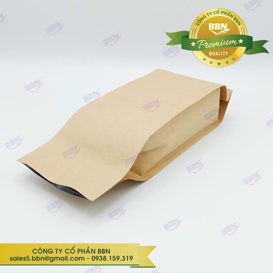Túi giấy Kraft ghép bạc 4 biên xếp hông không zip 8x21cm (ĐVT Kg) đựng 100gr