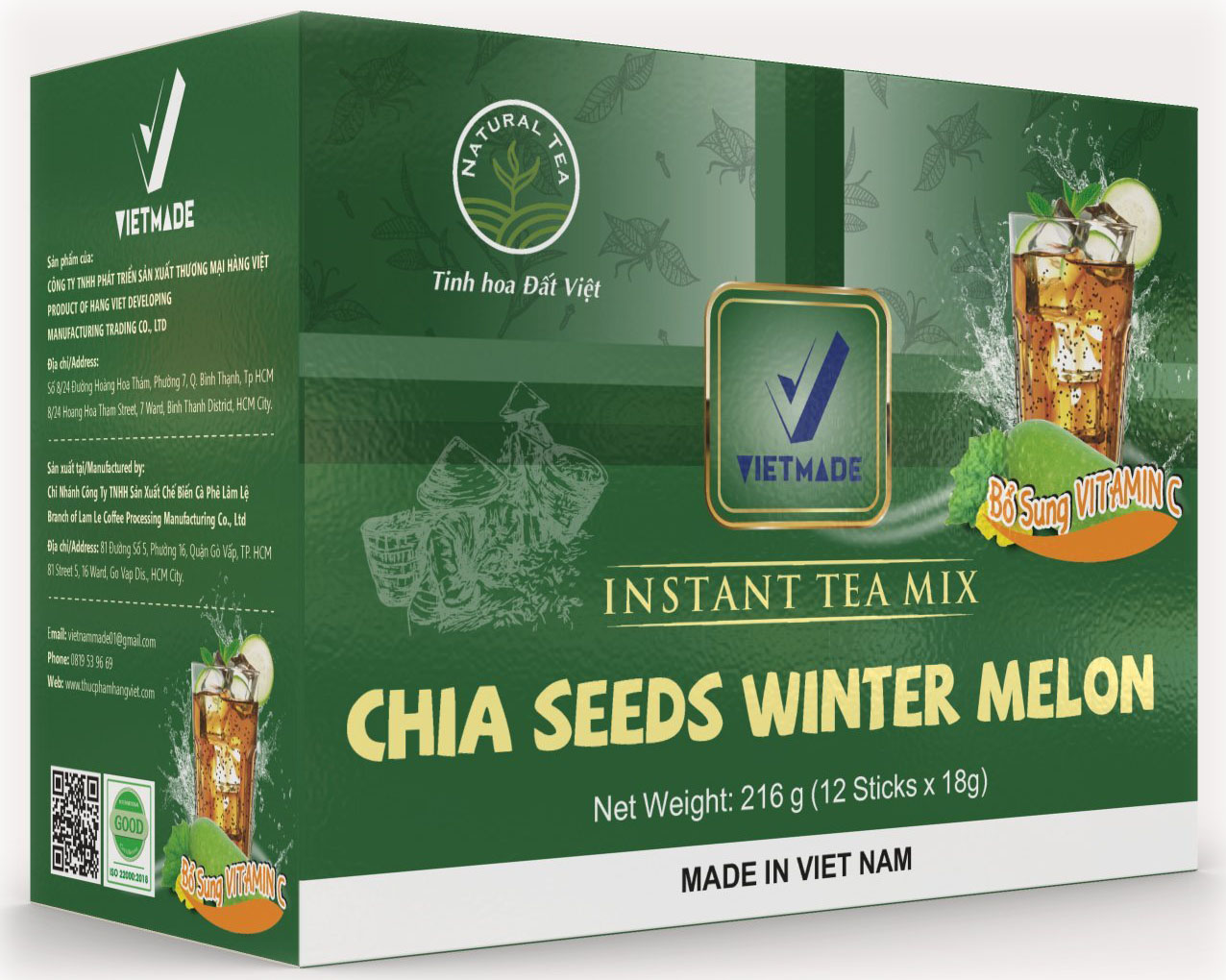 Trà hòa tan bí đao hạt chia vietmade