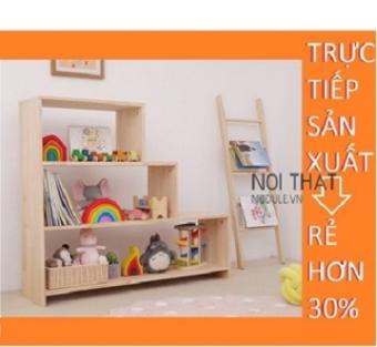 Kệ tủ đựng đồ chơi, sách vở cho bé hình bậc thang chất liệu gỗ thông tự nhiên an toàn cho bé