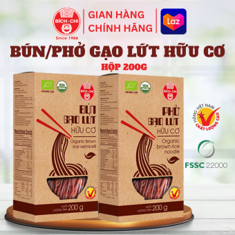 Combo 2 Hộp Bún/Phở Gạo Lứt Hữu Cơ Bích Chi - Ăn Kiêng, Eatclean, Tốt Cho Sức Khỏe - Hộp 200g